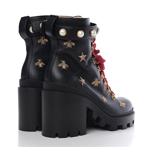 gucci embroidered boot|GUCCI Calfskin Bee Star Embroidered Belt Ankle Boots 39.5 .